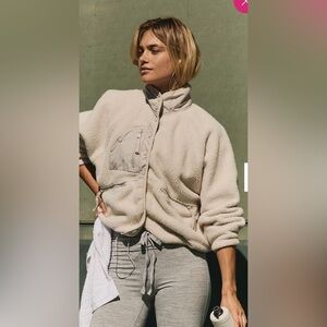 Free People, Hit The Slopes Fleece Jacket , Sand, Size XS